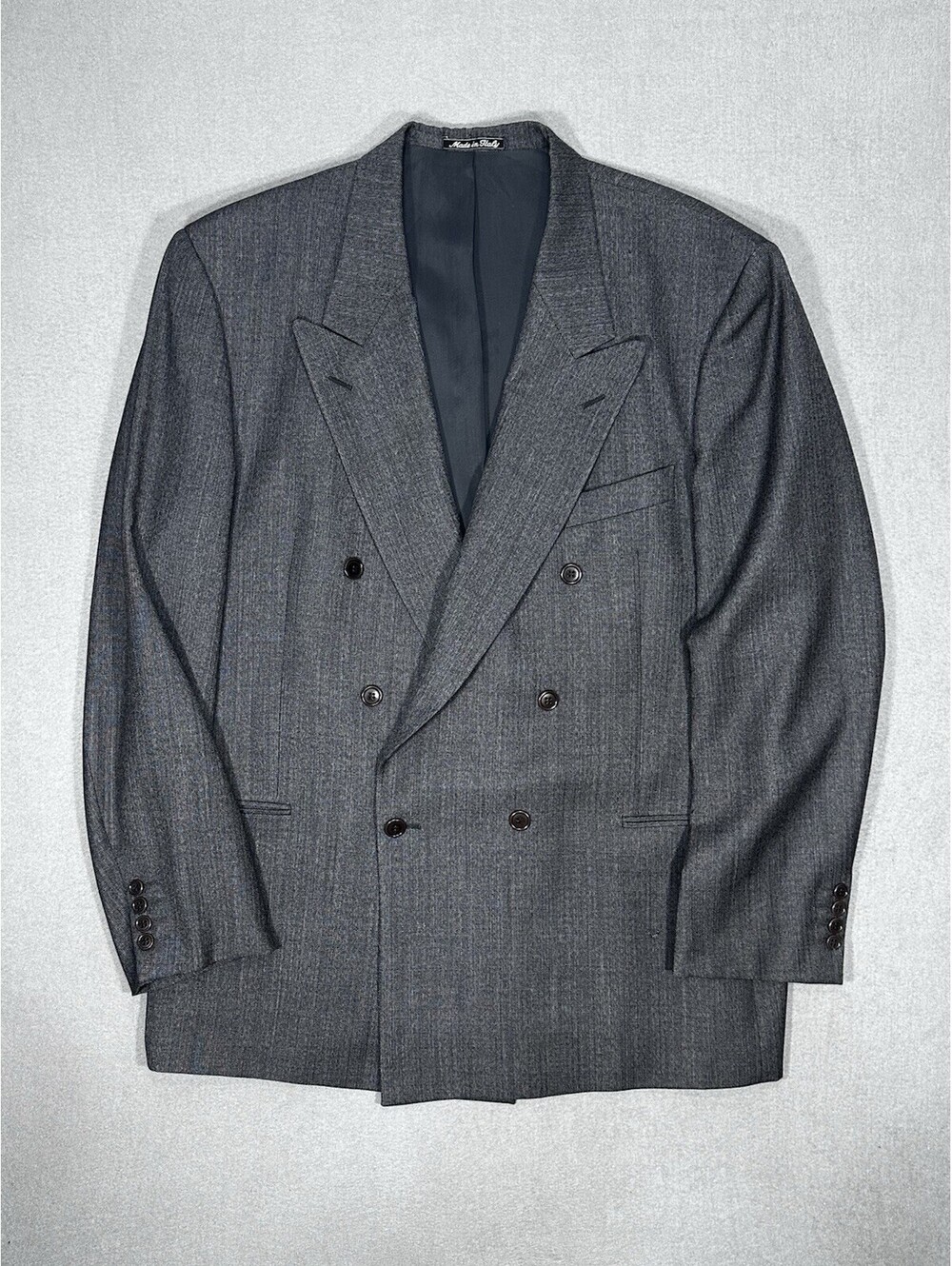 Vintage Valentino Uomo 42L Men’s Gray Double Breasted Wool Blazer Jacket Italy